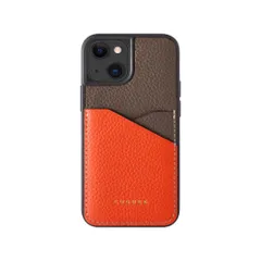 COGURE コグレ iPhone15 ケース 本革 シュリンクカーフレザー カード入れ シンプル おしゃれ ギフトボックス付き COPC2 エトープ+オレンジのサムネイル