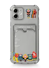 Attract スマホケース 対応 iphone 14Plus 用 ケース case 透明 可愛い ポケット付き 背面収納 アイフォン ケース 小怪物 アイフォン カバー おもしろ 怪獣ちゃん かわいい カード収納 かっこいい キャラクター かわいい アニメのサムネイル
