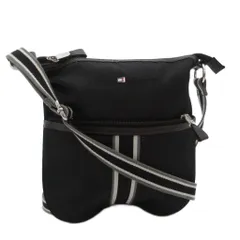 トミーヒルフィガー TOMMY HILFIGER クロスボディ ショルダーバッグ 斜め掛け ナイロン ロゴ ストライプ柄 黒 ブラック /FFのサムネイル