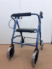 【送料込】竹虎　ハッピーⅡ　軽量歩行器　ブルーメタリック　歩行補助　すぐ使える　カゴなしのサムネイル