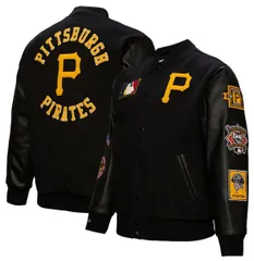 ミッチェルネス メンズ アウター ジャケット・ブルゾン Mitchell Ness Mens Pittsburgh Pirates Black Varsity Jacket NoColor ブラックのサムネイル