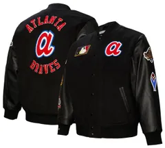 ミッチェルネス メンズ アウター ジャケット・ブルゾン Mitchell Ness Mens Atlanta Braves Black Varsity Jacket NoColor ブラックのサムネイル