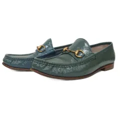 グッチ GUCCI 1953 ビットローファー エナメル グラデーション 7.5 緑 グリーン ブルーのサムネイル