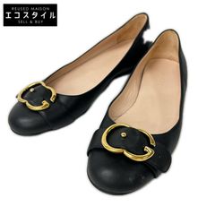 GUCCI ブラック レザー フラットシューズ - メルカリ