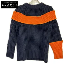 sacai　サカイ　19年製 19-04591 ネイビー×オレンジ ジップアタッチメント 切り替え ニット　1のサムネイル