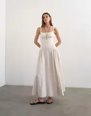 トップショップ レディース トップス ワンピース リネン マキシ Topshop dropped waist linen blend maxi dress inatural Naturalのサムネイル