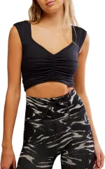 フリーピープル レディース トップス シャツ FP Movement Womens Breathe Deeper Crop Tank Black ブラックのサムネイル