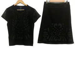 LANVIN COLLECTION(ランバンコレクション) スカートセットアップ レディース美品  - 黒×ネイビー メッシュのサムネイル