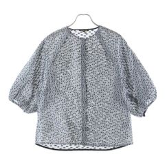 25ss yori 美品 ラメクローバーシアーシャツ ネイビー ブラウス 刺繍