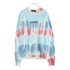 DSQUARED2 (ディースクエアード) 23SS タイダイ染 クルーネック コットン スウェット トレーナー ホワイト/ブルー/レッド S71GU0566 S25539のサムネイル