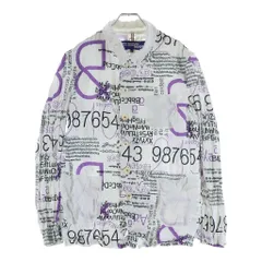 JUNYA WATANABE COMME des GARCONS (ジュンヤワタナベ コムデギャルソン) 21SS AD2020 シワ加工 メッセージプリント レギュラーカラー 長袖シャツジャケット ホワイト/ブラック/パープル WG-J024のサムネイル