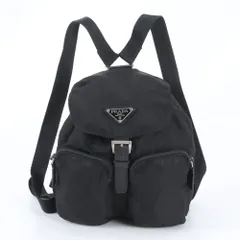美品 プラダ テスート ナイロン トライアングルロゴ レザー リュックサック バックパック バッグ 黒 レディース MMM EI35-4【中古】のサムネイル