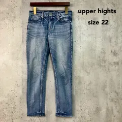 upper hights アッパーハイツ 22 デニム パンツ ジーンズ ジーパン ブルー スキニー ストレッチ スリム タイト ユーズド加工 ウォッシュ ボトムス クロップド アンクル丈 980219 綿98% ★ ■■のサムネイル