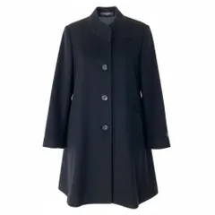3g11 LEONARD FASHION レオナール ステンカラーコート 裏地花柄 ロング カシミヤブレンド サイズ11R ブラック レディースu02tのサムネイル