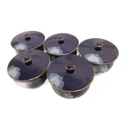 美品 香蘭社 湯呑み 蓋付き 5客 青 ブルー 食器のサムネイル