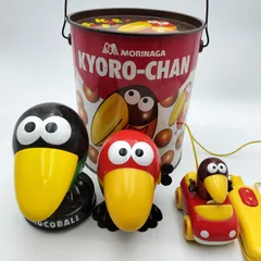 キョロちゃん 珍しいライト＆ゼンマイ式＆リモコンカー＆ブリキ缶 森永 チョコボール グッズ4点まとめセット レトロのサムネイル