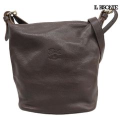 ILBISONTE イルビゾンテ シボ革 バケツ型ショルダーバッグ ブラウン 