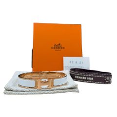 美品】HERMES クリックH ブレスレット バングル ホワイト ゴールド