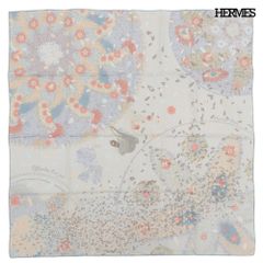 超美品 エルメス HERMES カレ90 シルク スカーフ 花の捧げもの