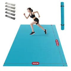 HAPBEAR エクササイズマット 8mm 厚手 大判 ヨガマット 高密度PVC 滑り止め 防音 衝撃吸収 トレーニングマット ホームジム 家族用 おしゃれ カラー (ターコイズブルー, 213x152x0.8cm)のサムネイル