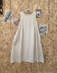 08Mab リネン100 ジャンパースカート ナチュラル 春夏 ピンタック