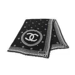 シャネル CHANEL ショール ココマーク ブラック シルク ショール レディース Used Aのサムネイル