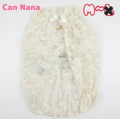 犬服　◇新品、未使用品◇　きゃんナナ　Can Nana 　リボン付きレースワンピース　ホワイト　小型犬服　ペット服　M~Lサイズのサムネイル