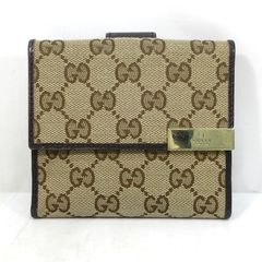 GUCCI グッチ 折り財布 メタルロゴ GGキャンバス ブラウン - メルカリ