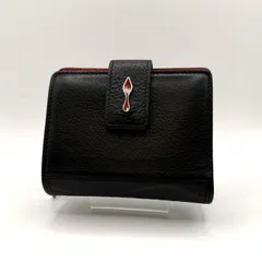 Christian Louboutin（クリスチャンルブタン）パロマ ミニウォレット 二つ折り財布 コンパクトウォレット ブラック レザー レッド ラバーソールモチーフ レディース【中古】のサムネイル