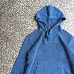 [ Archive アーカイブ Y2K ]Polo by Ralph Lauren / linen blend hoodie sizeLL ラルフローレン　ニットパーカー　無地　こるく　ホース無し　リネン　アメカジのサムネイル