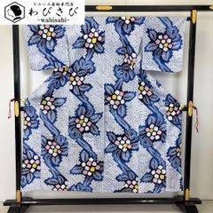 浴衣 有松鳴海絞り 藍染 三つ葉 花模様 着物 033b p - メルカリ