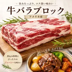 おうちで本格肉料理!アメリカンビーフ 牛バラ ブロック 1kg/p 好きな厚さにカットして楽しむ焼肉・BBQ・カレー にものサムネイル