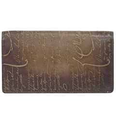 本物 ベルルッティ Berluti カリグラフィ 長財布 ロングウォレット レザー ブラウン Calligraphy 財布 ウォレット 中古・ 本物 ベルルッティ Berluti カリグラフィ 長財布 ロングウォレット