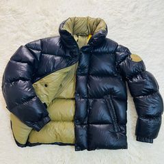 ノースフェイス ナイロン ダウンジャケット M カーキブラウン×ネイビー