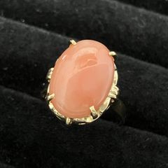 K18 ピンク珊瑚 大粒カボション リング - メルカリ