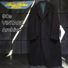 90s BROOKS BROTHERS VINTAGE Archive 最高峰 アメリカ製 ヴィンテージ ウール シングル チェスター ロング コート カシミヤ級の質感 濃紺 ダークネイビー ジャケット スーツ 極上 肉厚 紳士 美品 XLサイズ相当のサムネイル