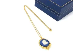 ■美品■ WEDGWOOD ウェッジウッド ジャスパー カメオ ネックレス ペンダント アクセサリー レディース ゴールド系×ブルー系 DP2481のサムネイル