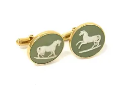 WEDGWOOD ウェッジウッド ジャスパー カメオ カフスボタン カフリンクス アクセサリー ビジネス 紳士 ゴールド系×グリーン系 DP2221のサムネイル