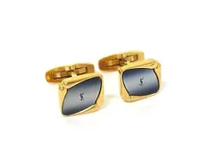 ■美品■ YVESSAINTLAURENT イヴサンローラン カフスボタン カフリンクス アクセサリー 紳士 メンズ ゴールド系×ネイビー系 DP2335のサムネイル