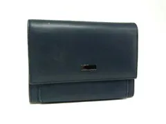 ■美品■ Max Mara マックスマーラ レザー 三つ折り 財布 ウォレット 札入れ 小銭入れ ネイビー系 DN8124のサムネイル