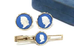 WEDGWOOD ウェッジウッド ジャスパー カメオ カフスボタン カフリンクス ネクタイピン アクセサリー 2点セット ブルー系 DP1228のサムネイル