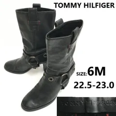 TOMMY HILFIGER/トミーヒルフィガー★本革/レザー/エンジニア/リング/ハーネスブーツ【6M/22.5-23.0/黒】靴/Leather/Boots/shoes◆sWB78-35のサムネイル