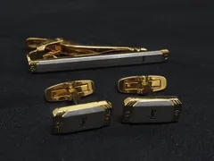 YVESSAINTLAURENT イヴサンローラン カフスボタン カフリンクス ネクタイピン タイクリップ 2点セット ゴールド系 DP1205のサムネイル