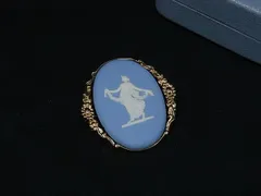 ■美品■ WEDGWOOD ウェッジウッド ジャスパー カメオ ブローチ ピンバッジ ペンダントトップ アクセサリー ライトブルー系 DP1000のサムネイル