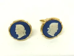 WEDGWOOD ウェッジウッド ジャスパー カメオ カフスボタン カフリンクス アクセサリー 紳士 メンズ ブルー系×ゴールド系 DP0630のサムネイル
