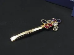 ■極美品■ SWAROVSKI スワロフスキー ヘアピン ヘアクリップ ヘアアクセサリー 髪留め ゴールド系 DP0649のサムネイル