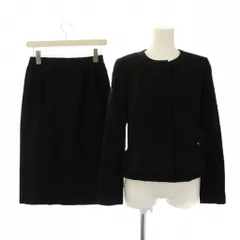 ニナリッチ NINA RICCI フォーマル セットアップ 上下 ノーカラー ジャケット タイトスカート ひざ丈 シルク 9AR 黒 /BM4 ■GY50のサムネイル