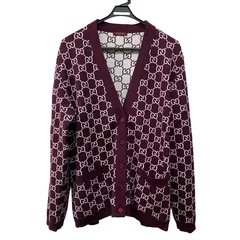 グッチ　GUCCI　リバーシブル　カーディガン　GGウール　ジャガード 798157　ウール/ポリウレタン　ボルドー/ホワイト　＃Lサイズのサムネイル