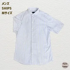 SHIPS シップス／ショートラウンド襟のストライプシャツ Mのサムネイル