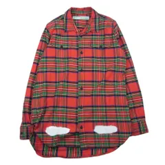OFF-WHITE オフホワイト 17SS DIAG SPRAY CHECK SHIRT ダイアグナル スプレープリント チェック 長袖シャツ レッド系 M【中古】のサムネイル